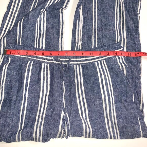 Old Navy Women's Blue White Striped Drawstring Linen Pants Size Small - Picture 12 of 12